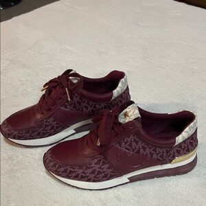 Michael Kors Maroon and gold Sneakers